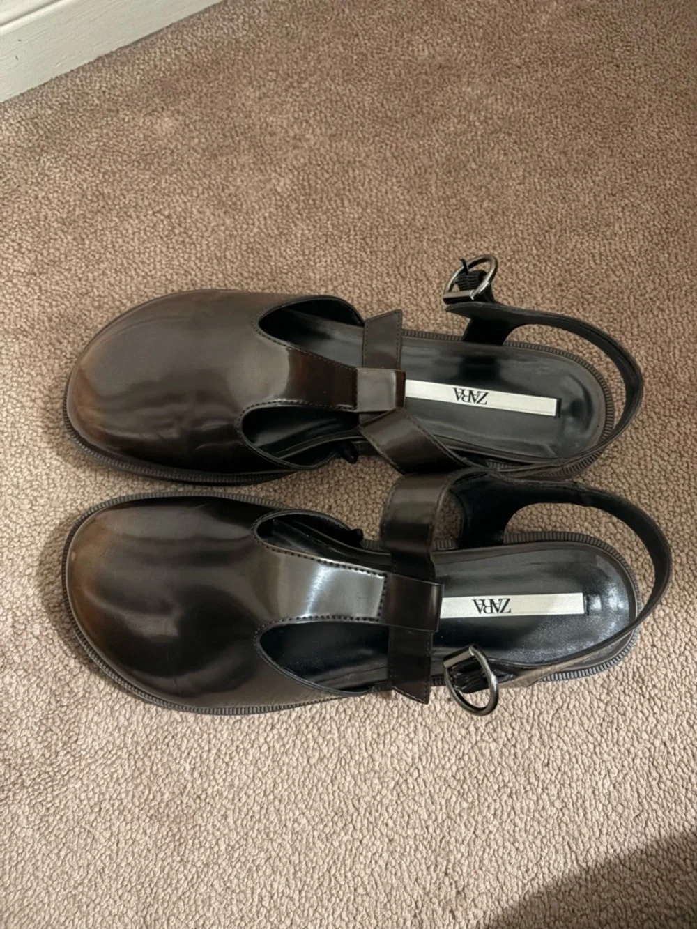 Zara Chocolate Brown Patent Mary Jane Shoes - Picture 6 of 7